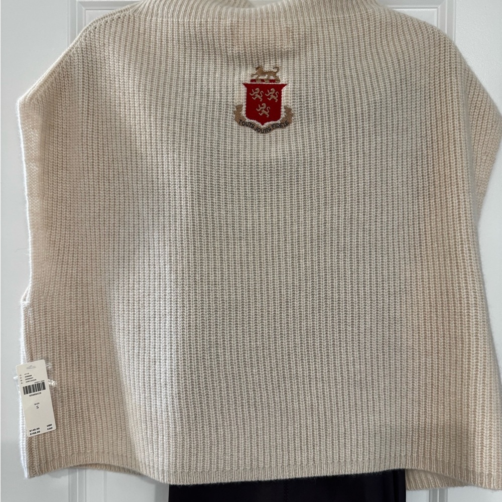 Anthropologie Beige cashmere Knit sleeveless shirt with Crest